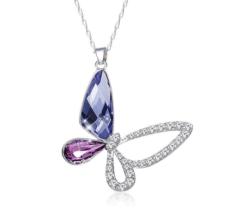 Purple Crystal Butterfly Pendant - Noa jewelry