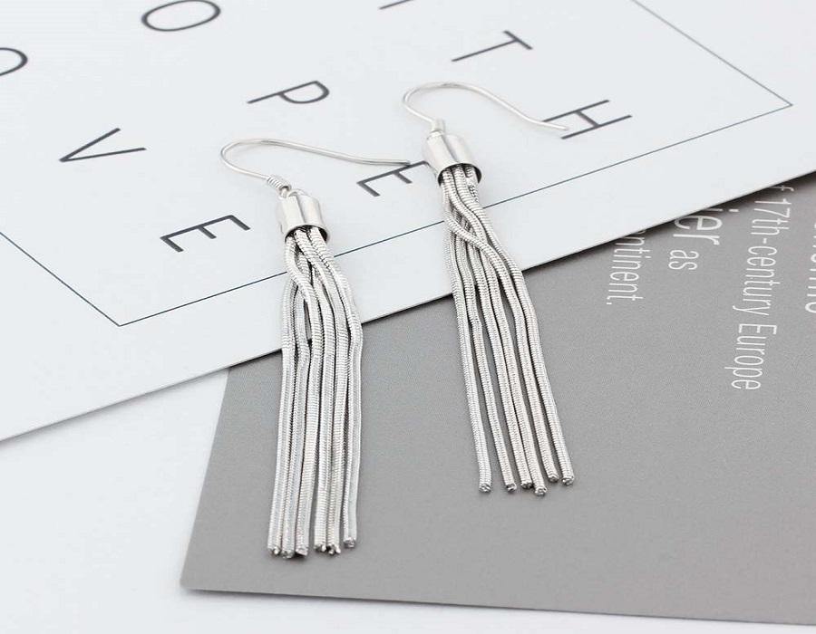 Bohemia Tassels 925 Sterling Silver Drop Earrings For Women