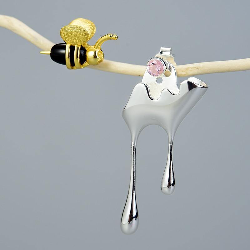 Bee and Dripping Honey Stud Earrings