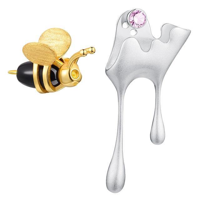 Bee and Dripping Honey Stud Earrings