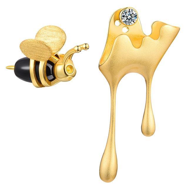 Bee and Dripping Honey Stud Earrings