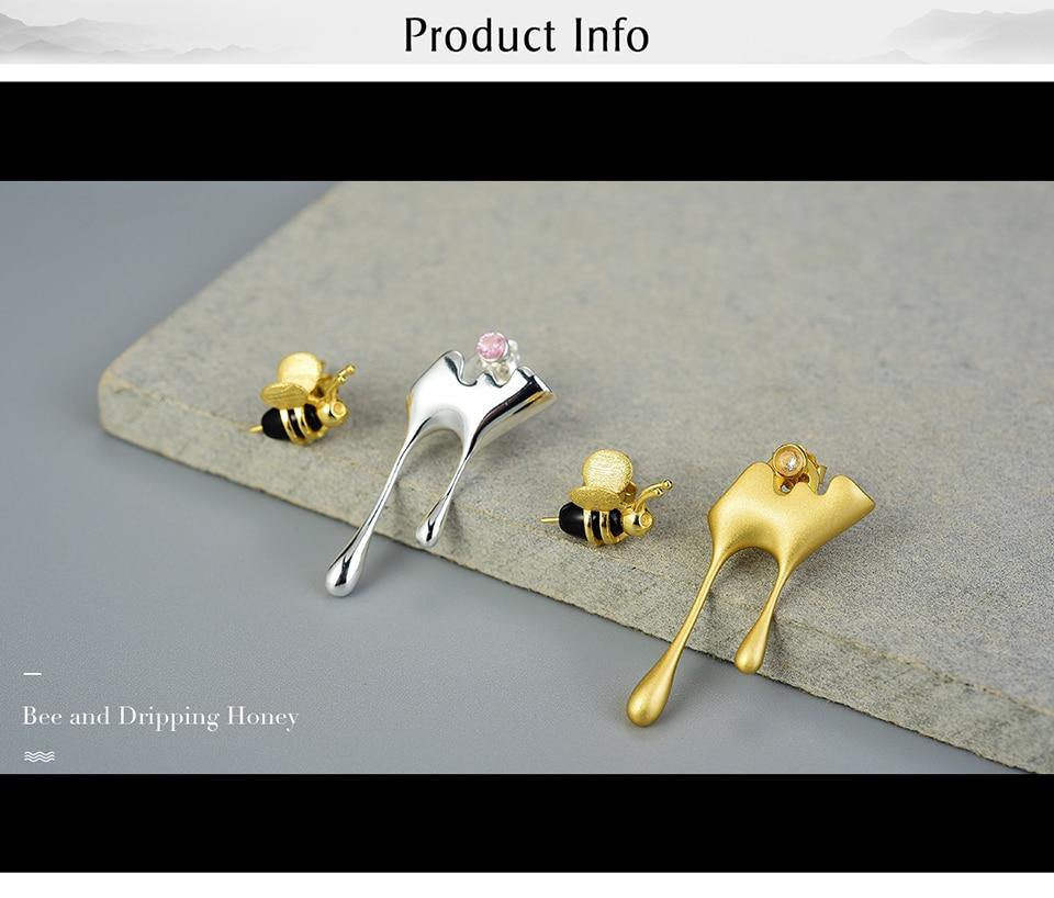 Bee and Dripping Honey Stud Earrings